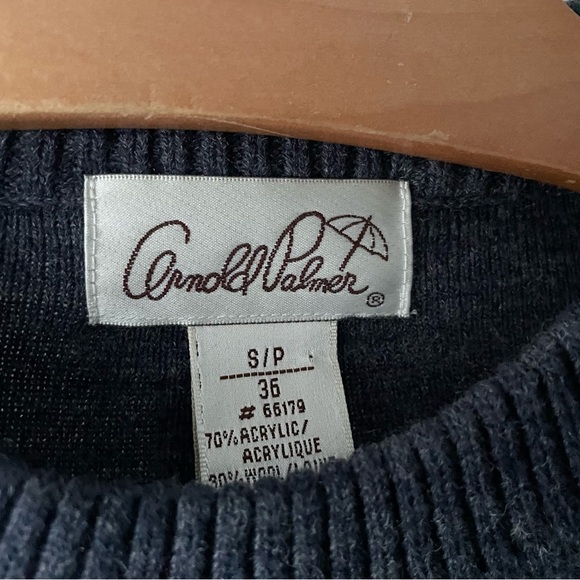 Vintage Arnold Palmer Wool Blend Knit Sweater Prep Dark Blue Size Small Mens - Picture 5 of 6